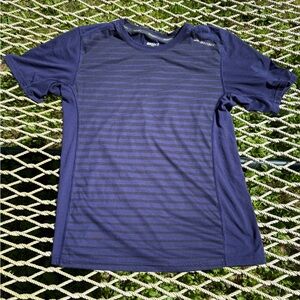 Brooks Men's Navy Striped Short Sleeve Athletic Tee